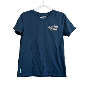 Dutch Bros Crewneck Short‎ Sleeve Tee Women's L Blue Green Casual Graphic